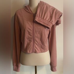 Women's Pink Hoodie and Joggers Set Medium